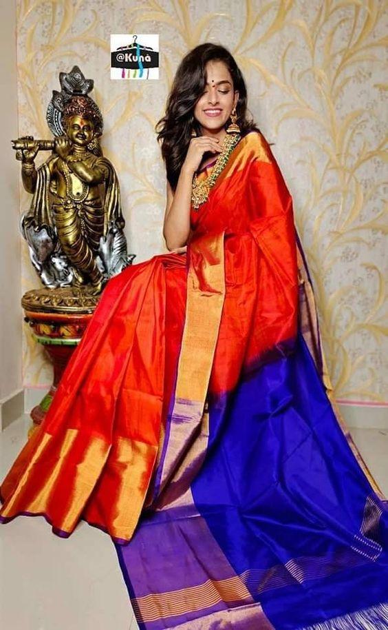 Orange Uppada Silks - pochampallysarees.com