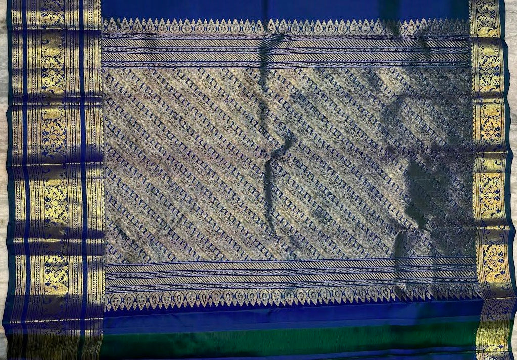 Buy Pure Kanchipuram Pattu Sarees Online | Royal Blue Kanchi Pattu Price - pochampallysarees.com