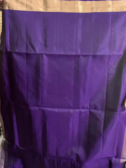 Parrot Green Lavender Color Designer Kanchi Pure Soft Silk Saree - pochampallysarees.com