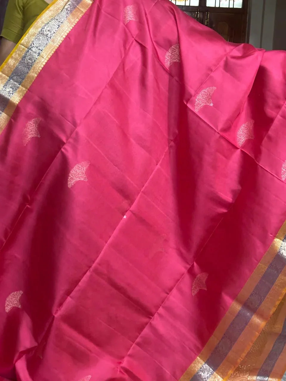 Pink Brown Color Designer Kanchi Pure Soft Silk Saree - pochampallysarees.com