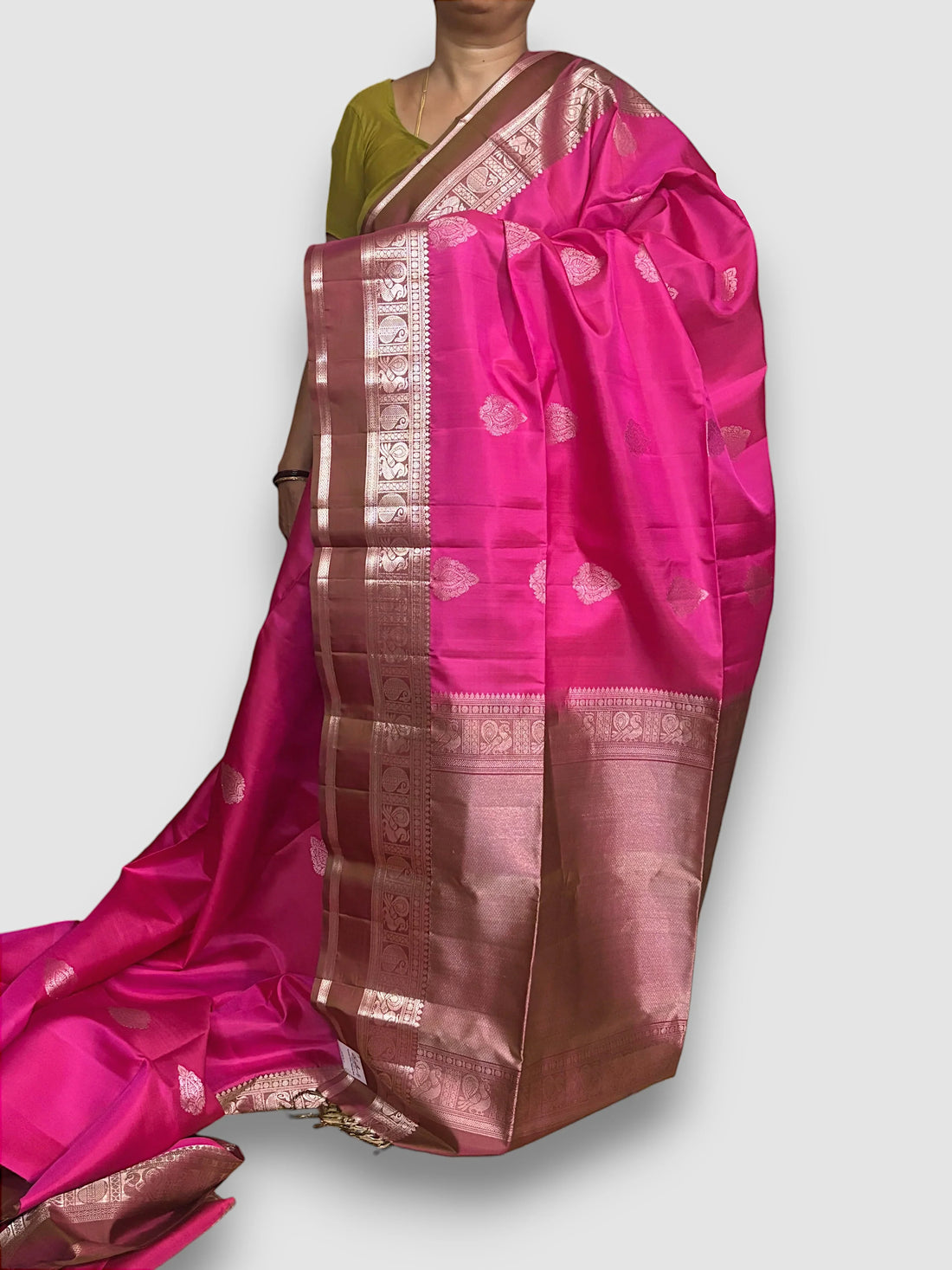 Pink Brown Color Designer Kanchi Pure Soft Silk Saree - pochampallysarees.com