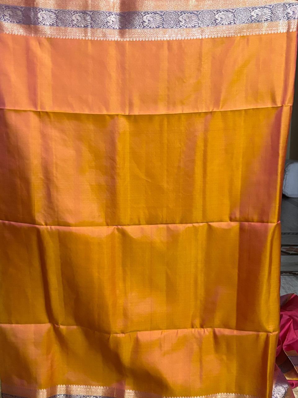 Pink Brown Color Designer Kanchi Pure Soft Silk Saree - pochampallysarees.com
