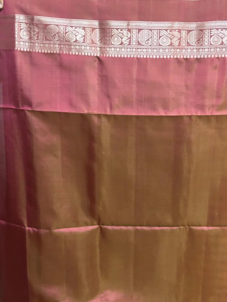 Pink Brown Color Designer Kanchi Pure Soft Silk Saree - pochampallysarees.com