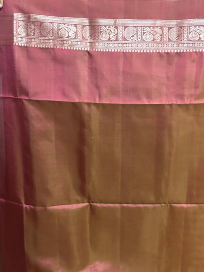 Pink Brown Color Designer Kanchi Pure Soft Silk Saree - pochampallysarees.com