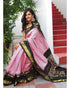 PINK COLOR CHECKS BORDER BLACK COLOR SAREE - pochampallysarees.com