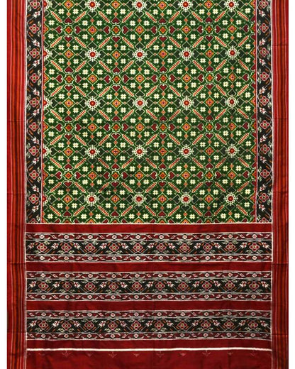 POCHAMPALLY DOUBLE IKAT GREEN COLOR PATOLA SAREE - pochampallysarees.com