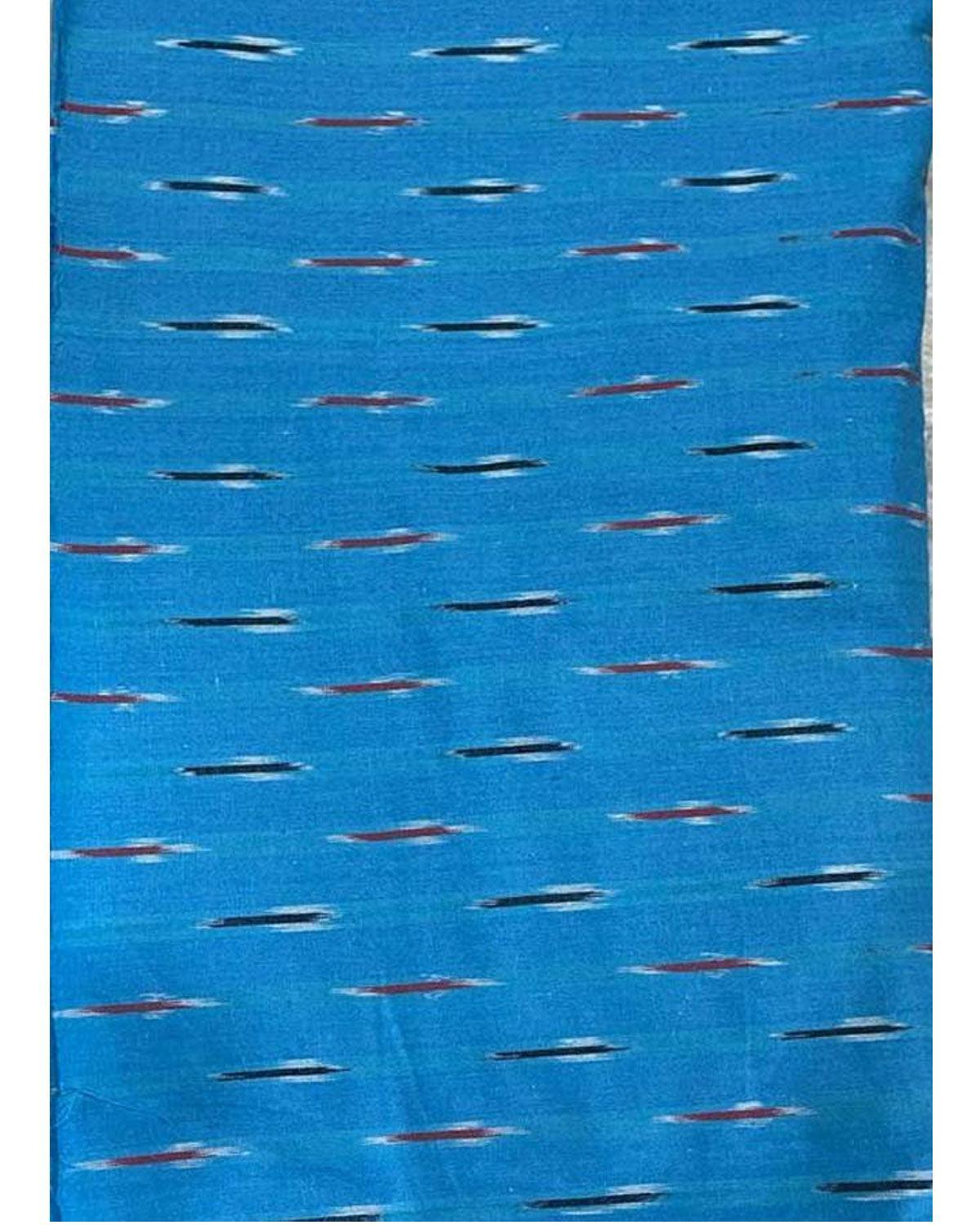 POCHAMPALLY IKAT COTTON ANANDA BLUE COLOR FABRIC - pochampallysarees.com