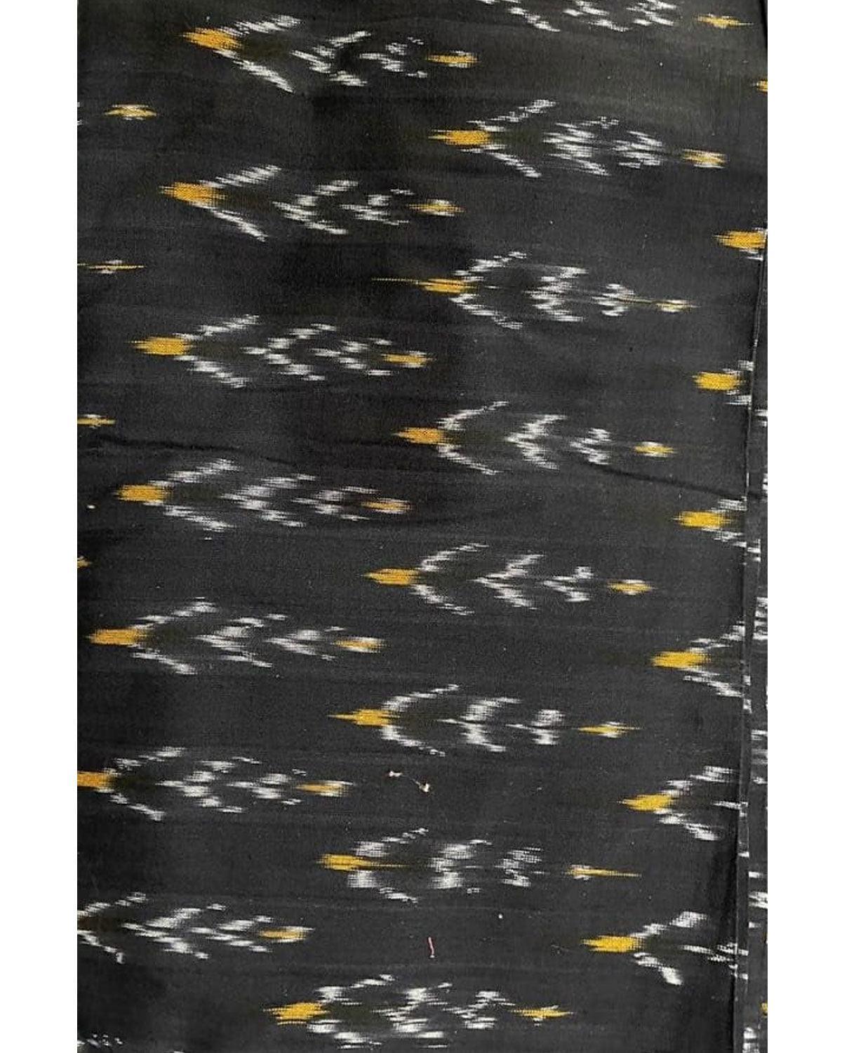 POCHAMPALLY IKAT COTTON BLACK COLOR FABRIC - pochampallysarees.com