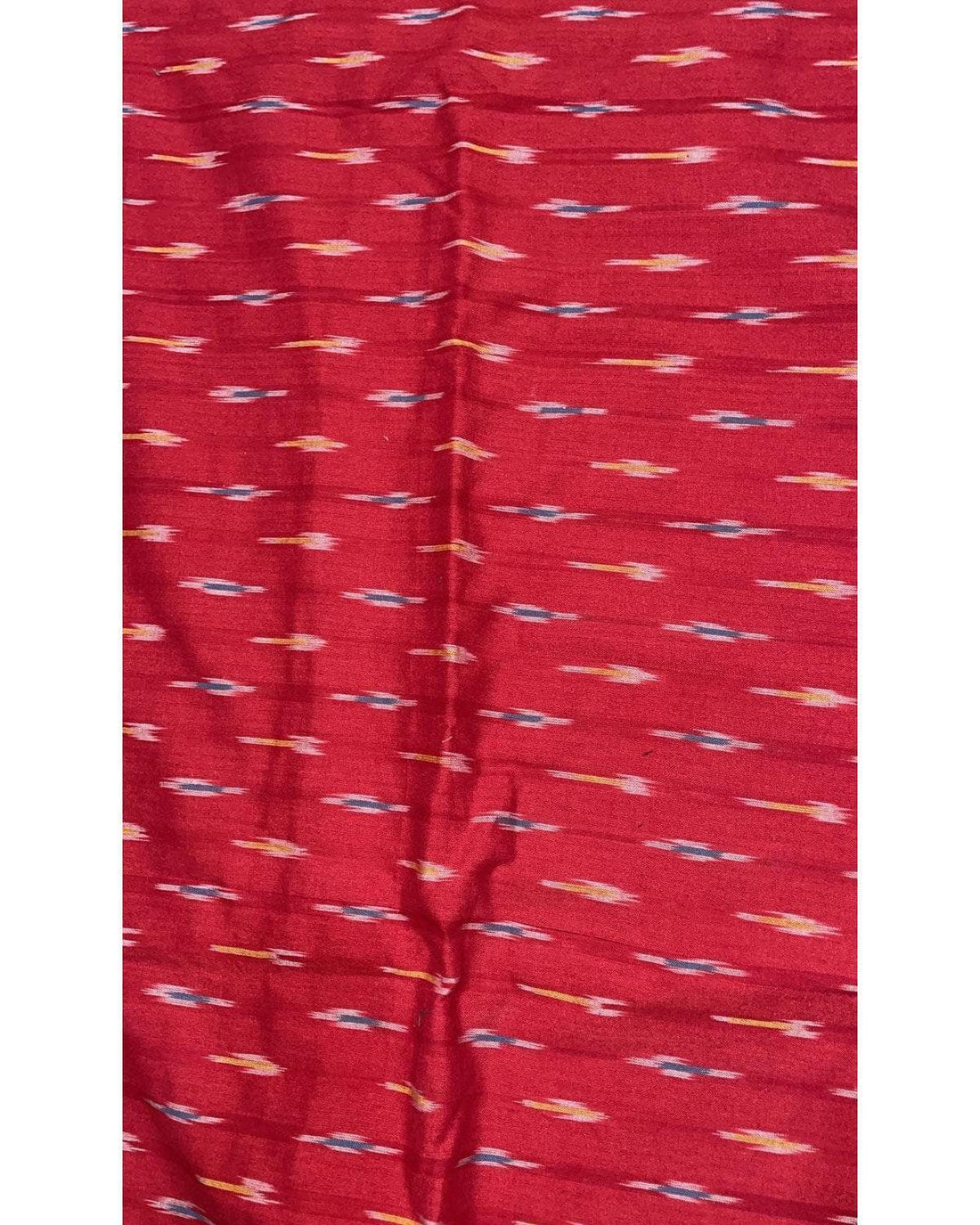 POCHAMPALLY IKAT COTTON RED COLOR FABRIC - pochampallysarees.com