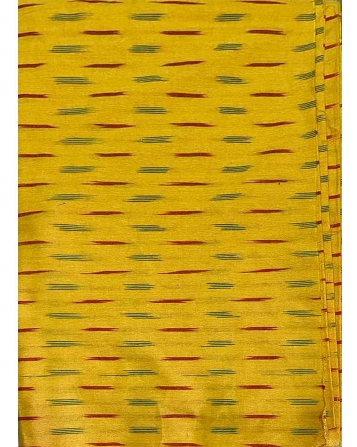POCHAMPALLY IKAT COTTON YELLOW COLOR FABRIC - pochampallysarees.com