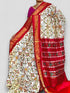Pochampally Ikat Patola Cream With Red Sari - pochampallysarees.com