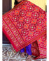 POCHAMPALLY IKAT PATOLA ORANGE WITH RED COLOR DUPATTA - pochampallysarees.com