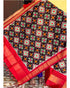Pochampally Ikat Pattu Black With Red Color Dupatta - pochampallysarees.com