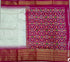 Pochampally Ikat Silk Cream Body With Border And Pallu Pink Sari - pochampallysarees.com