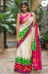 POCHAMPALLY IKAT SILK CREAM SARI - pochampallysarees.com