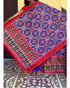 POCHAMPALLY IKAT SILK PATOLA NAVY BLUE WITH RED COLOR DUPTTA - pochampallysarees.com