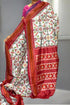 Pochampally Ikat Silk Patola White Red Saree - pochampallysarees.com