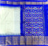 Pochampally Ikat Silk White Plain Body With Border And Pallu Blue Sari - pochampallysarees.com