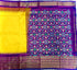 Pochampally Ikat Silk Yellow Plain Body With Border And Pallu Purple Sari - pochampallysarees.com