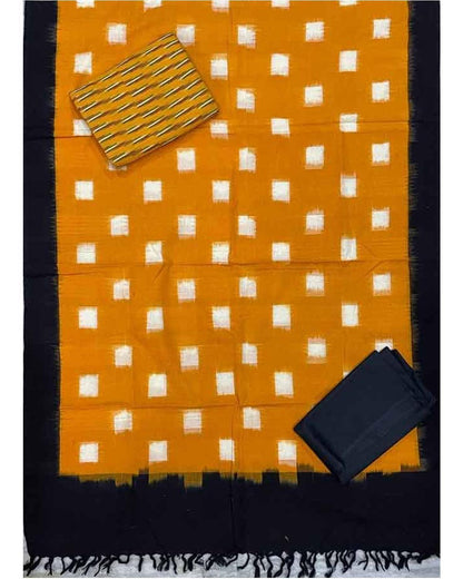 POCHAMPALLY IKAT YELLOW WITH BLACK COLOR SUITE -C32 - pochampallysarees.com