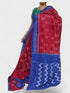 POCHAMPALLY IKKAT COTTON RED BLUE - pochampallysarees.com