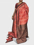 POCHAMPALLY IKKAT COTTON RED BROWN - pochampallysarees.com