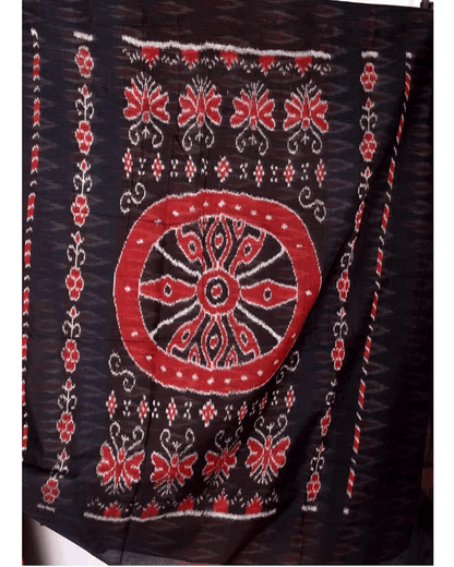 POCHAMPALLY IKKAT COTTON TEMPLE YELLOW COLOUR SAREE - pochampallysarees.com