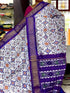 Pochampally Ikkat Patola Silk white Body With Border And Pallu Voilet Sari - pochampallysarees.com