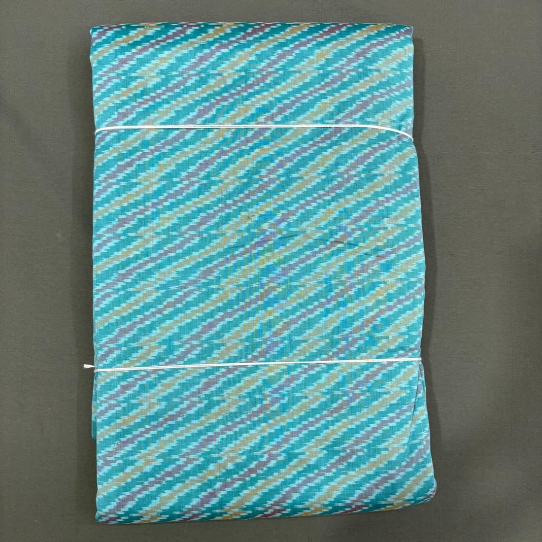 Handwoven Pochampally Ikkat Sico sea green and cyan wave design dress material fabric