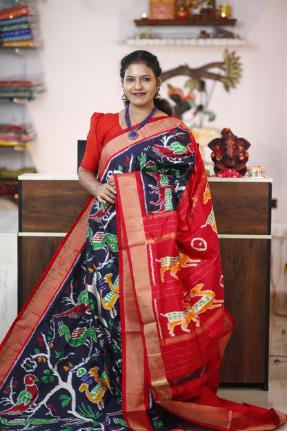 Pochampally Ikkat Silk Black - pochampallysarees.com