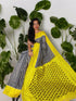 Pochampally Ikkat Silk Gray Yellow - pochampallysarees.com