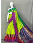 POCHAMPALLY IKKAT SILK PARROT GREEN WITH PURPLE COLOR SAREE - pochampallysarees.com