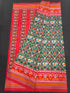 Pochampally Ikkat Silk Patola Green With Red Sari - pochampallysarees.com