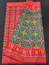 Pochampally Ikkat Silk Patola Green With Red Sari - pochampallysarees.com