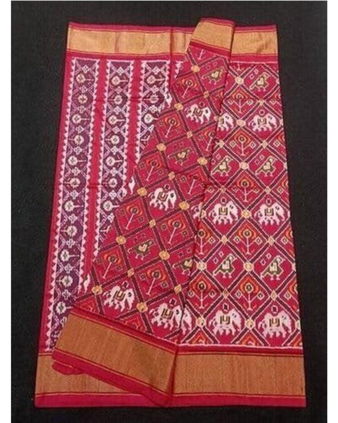 POCHAMPALLY IKKAT SILK SAREE RED COLOR - pochampallysarees.com