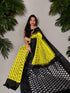 Pochampally Ikkat Silk Yellow Black - pochampallysarees.com