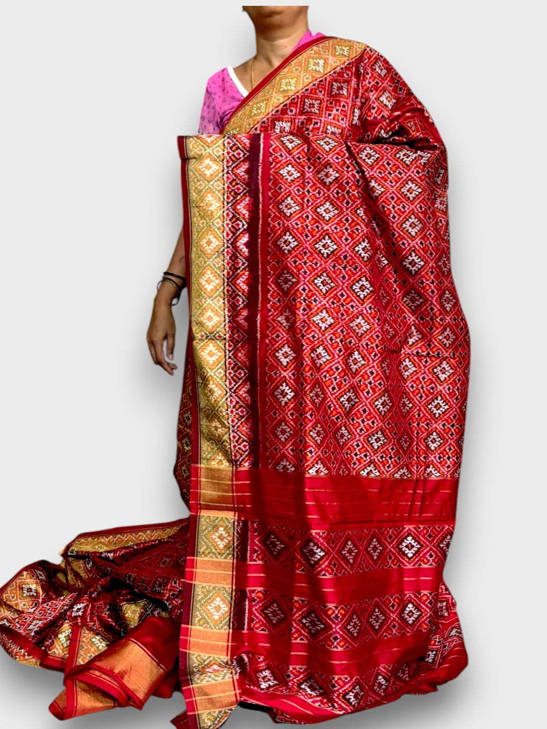 Pochampally Ikat Silk Patola Red Sari