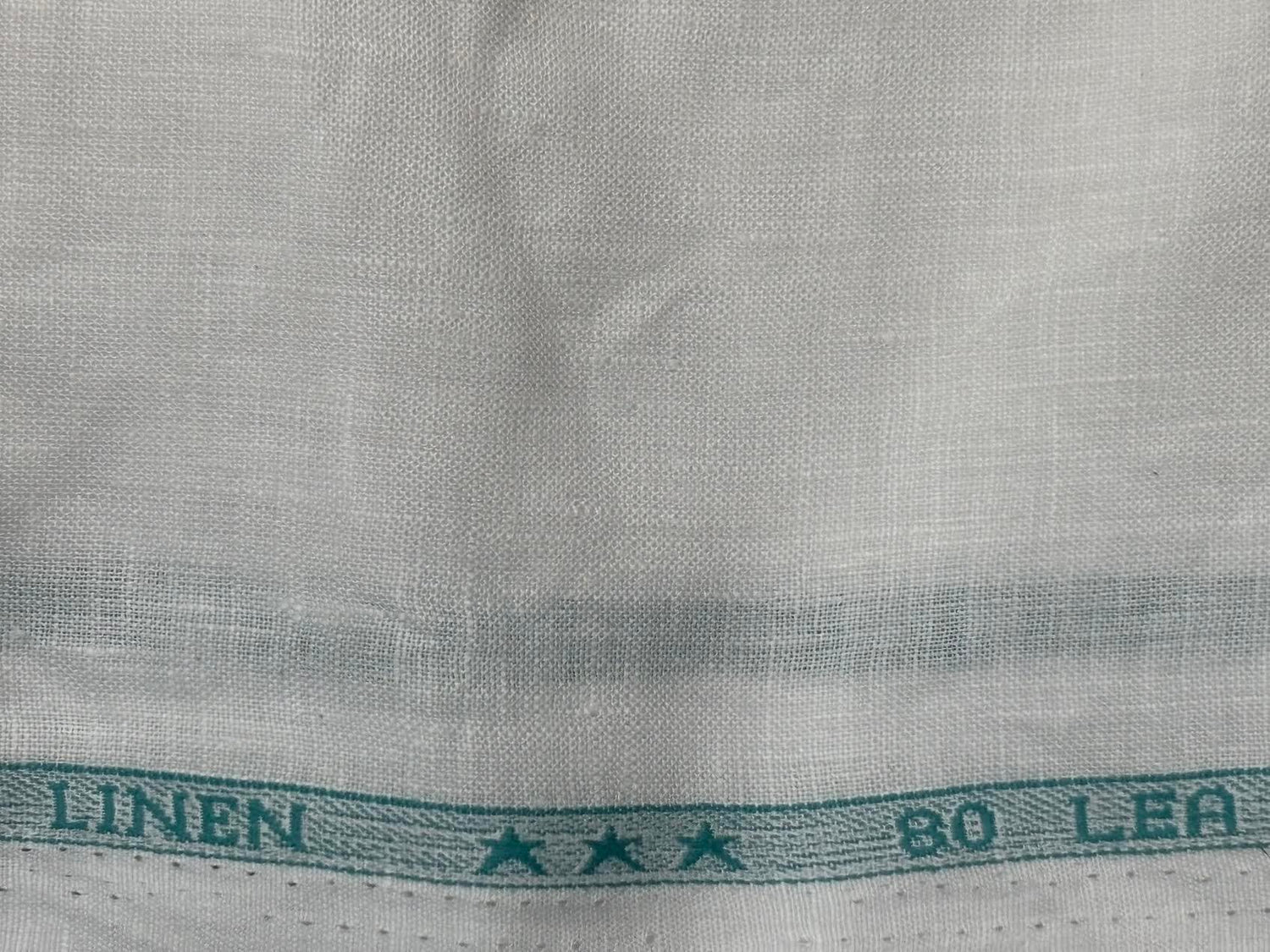 PURE 80 LEA LINEN 100 % PURE IRISH ARVIND COTTON WHITE COLOR FABRIC - pochampallysarees.com