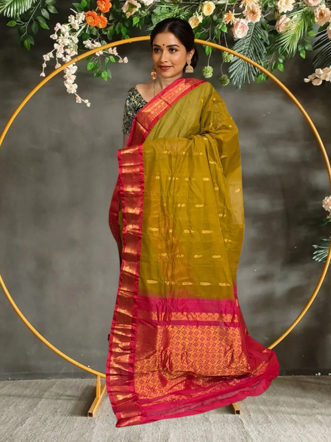 PURE GADWAL COTTON BROWN SARI - pochampallysarees.com