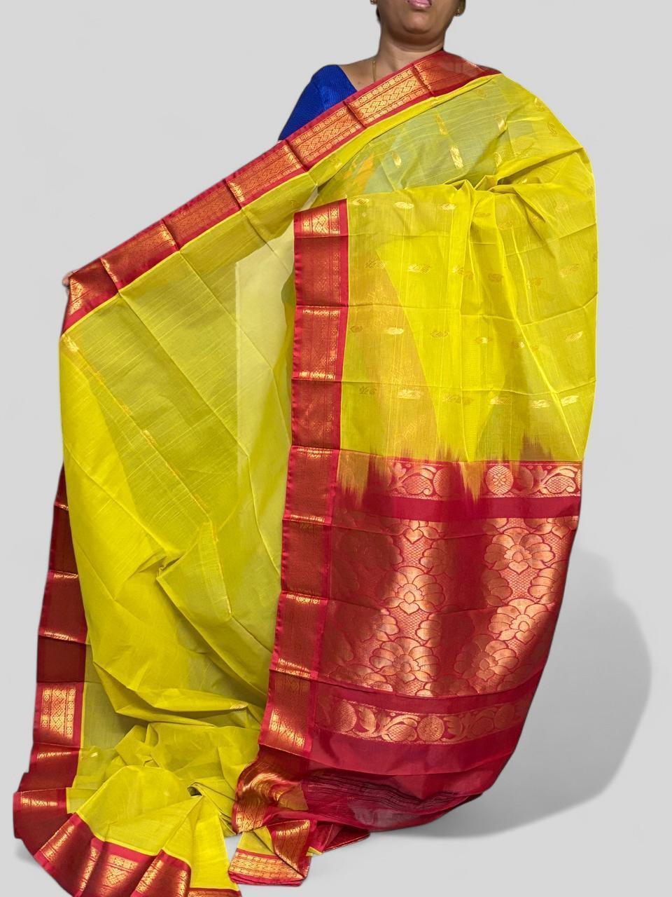 Pure Gadwal Cotton Sari - pochampallysarees.com
