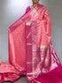 PURE GADWAL PATTU Light Pink Red Sari - pochampallysarees.com