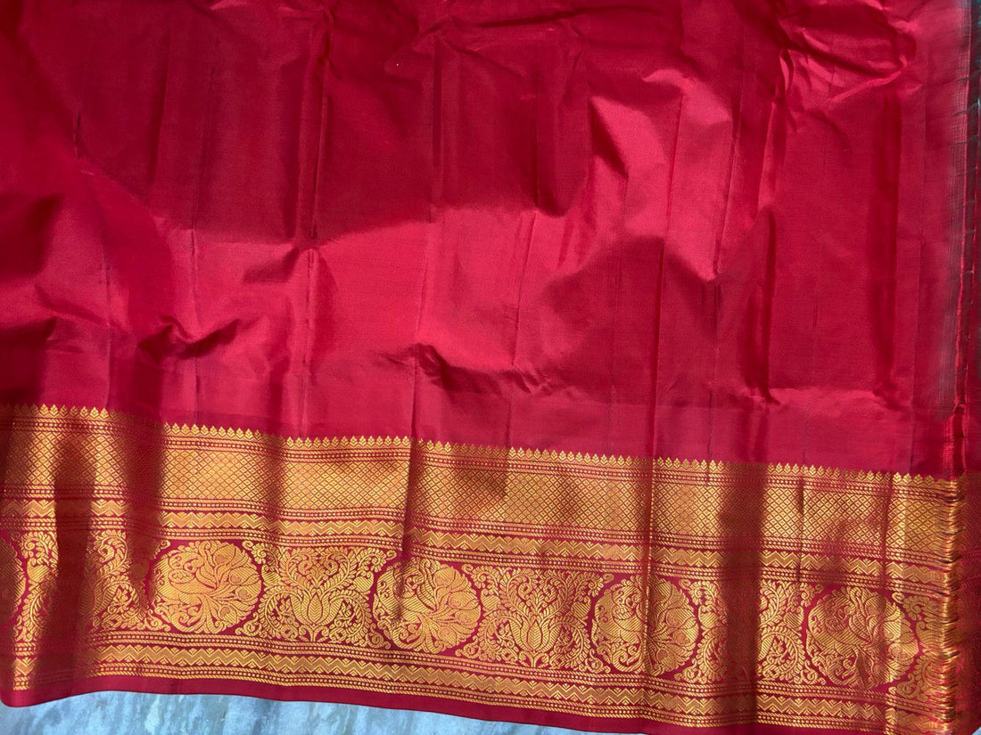 Pure Gadwal Silk Saree Blue Red - pochampallysarees.com