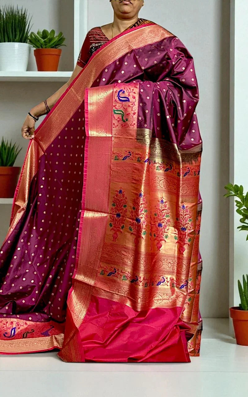 Pure Gadwal Silk Saree Maroon - pochampallysarees.com