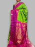 Pure Gadwal Silk Saree Parrot Green Pink Sari - pochampallysarees.com