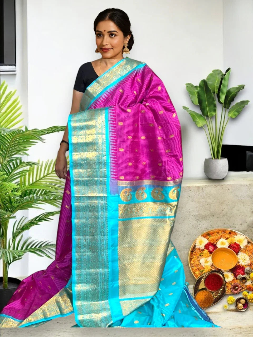 Pure Gadwal Silk Saree Pink - pochampallysarees.com
