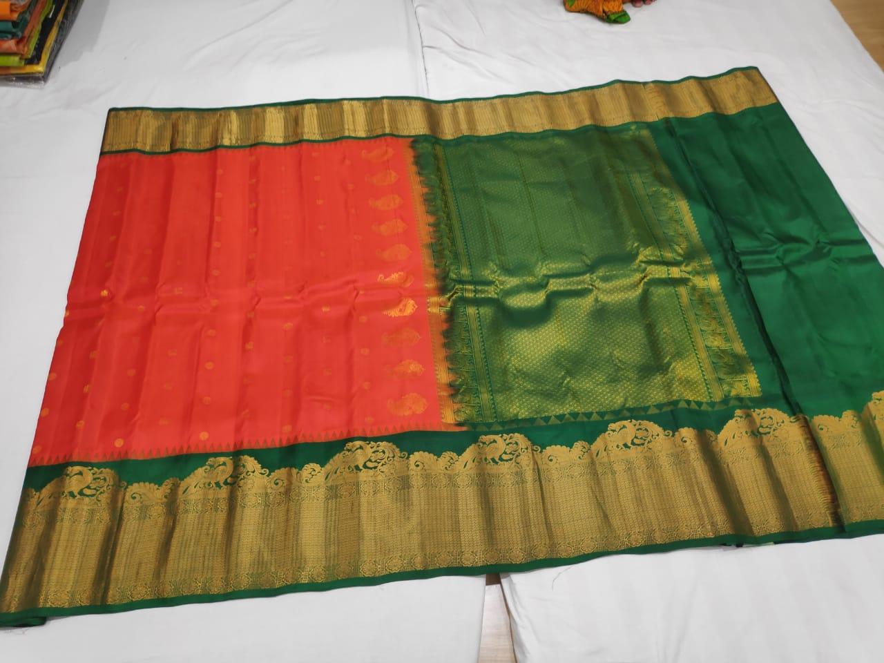 Pure Gadwal Silk Saree Red Green - pochampallysarees.com