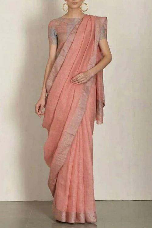 Pure Linen Cotton Saree - pochampallysarees.com