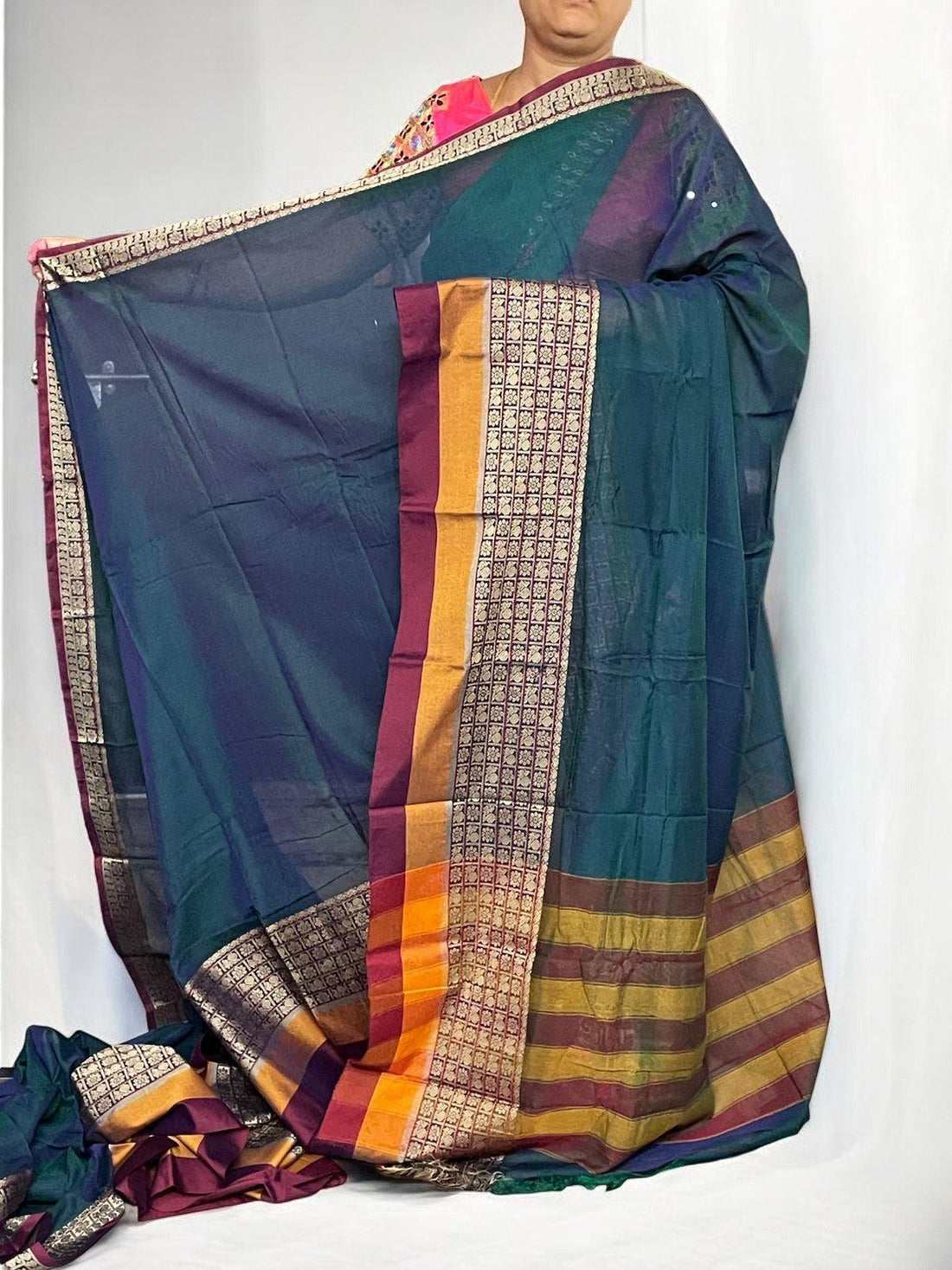 PURE NARAYANPET COTTON BLUE SARI - pochampallysarees.com