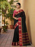 PURE NARAYANPET COTTON BLACK SARI - pochampallysarees.com