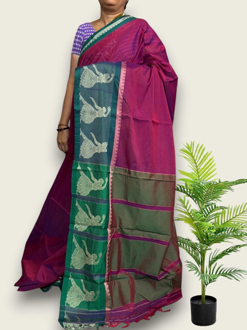 PURE NARAYANPET COTTON PLAIN RED - pochampallysarees.com